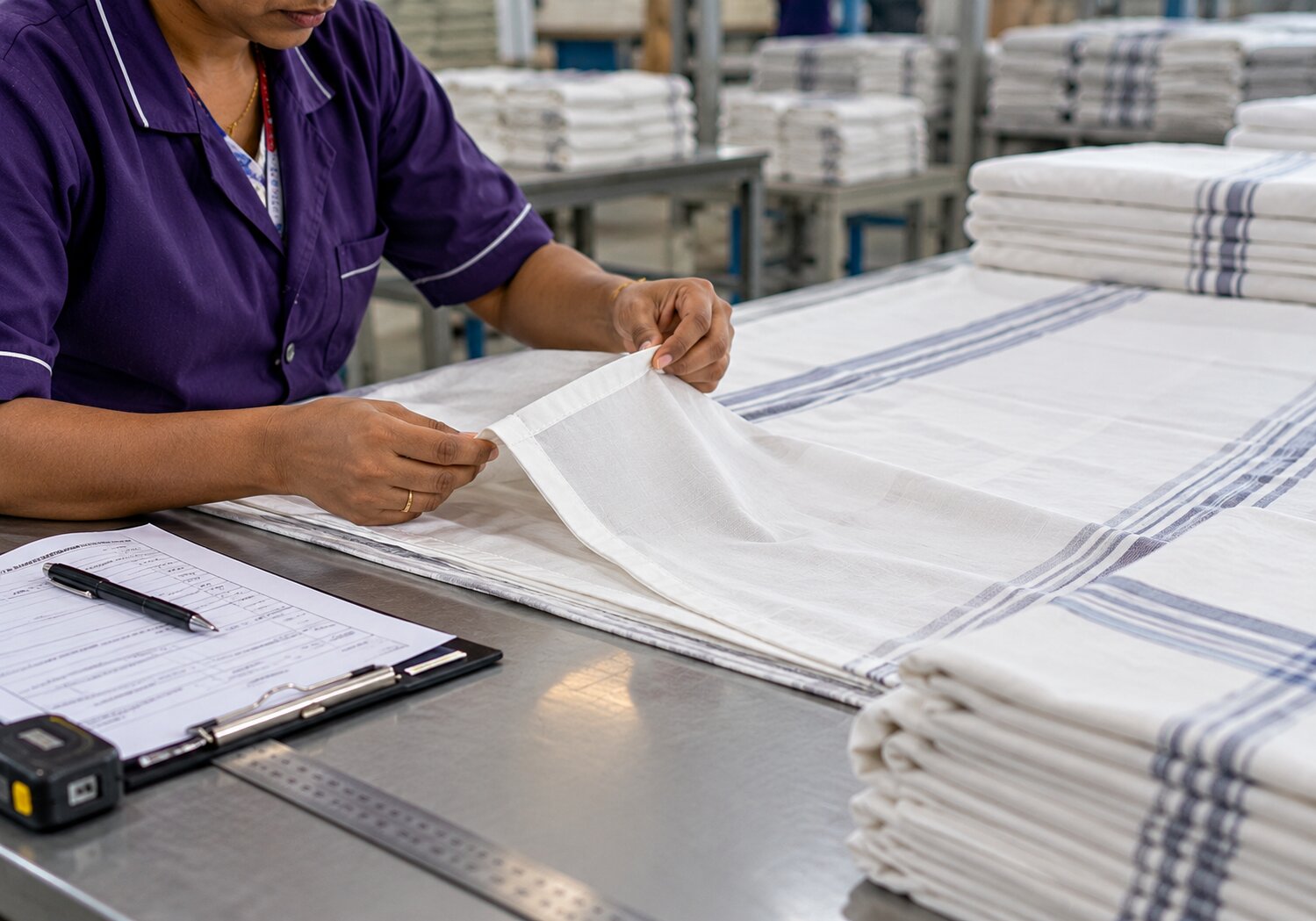 Folded home textile products and furnishing fabrics